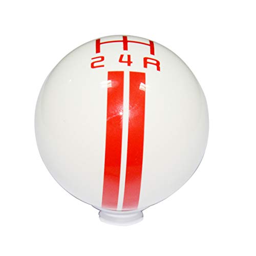 Smkj 5 Speed Resin Red Line White Ball Sphere Shift Knob Car Gear Stick Shift Shifter Knob Automatic Manual Shifter Knob Suitable For Most Transmission Vehicles（Not Universal） #TOP2