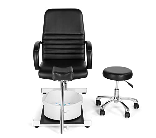 Eastmagic Pedicure Chair Hydraulic Lift Nail Tech Chair 360 Degrees With Rolling Stool, Foot Bath Basin #TOP1