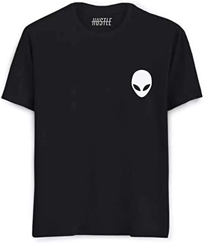 Hustle BustleAlien face Printed t-Shirt for Girls and Women Graphic Printed Slogan t-Shirt Half Sleeves Black t-Shirt