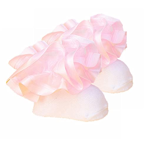 3 Pairs 3D Three-Dimensional Ruffled Lace Cotton Socks,Cute Double Big Lace Dress Princess Socks For Girls (3Pairs-Pink/Red/Purple, 0-12 Months) #TOP5