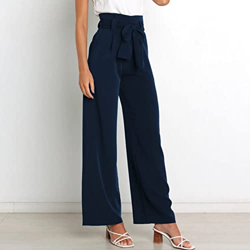 Vrouwen Wijde Pijpen Broek Hoge Taille Broek met Onzichtbare Gesp en Rits Effen Broek met Tailleband Vrouwen Pak Broek - Afbeelding 7