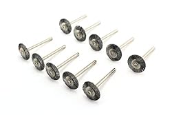 TEMO 10p Carbon Steel Bristle 3/4″ Flat Wire Brush Wheel for Dremel &Rotary | 1/8″ Shank Common Usage| Compatible With Dremel And Other Rotary Tool | Rust Removal, Corrosion & Surface Scrubbing