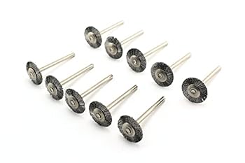 TEMO 10p Carbon Steel Bristle 3/4" Flat Wire Brush Wheel for Dremel &Rotary | 1/8" Shank Common Usage| Compatible With Dremel And Other Rotary Tool | Rust Removal, Corrosion & Surface Scrubbing