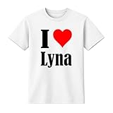 Camiseta I Love Lyna para mujer, hombre y niños en los colores negro, blanco y rosa. Blanco 6 años
