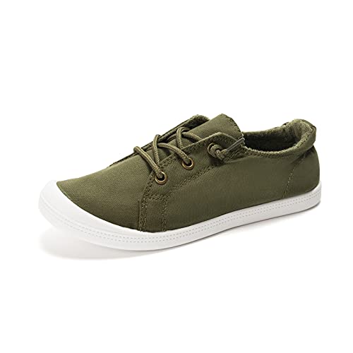 Image of FUNKYMONKEY Slip-On Canvas Sneakers for Women, Comfortable Lightweight Lace-Up Flat Casual Tennis Shoes Breathable Walking Shoes for Everyday Wear