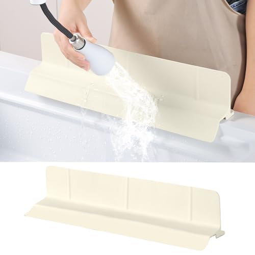 18" Upgraded Silicone Sink Splash Guard Released in 2026,Self-Draining Water Splash Guard for Kitchen Sink,Bathroom and Kitchen Island,with 3.5" High Splash Guard & 6 Strong Suction Cup (Beige)