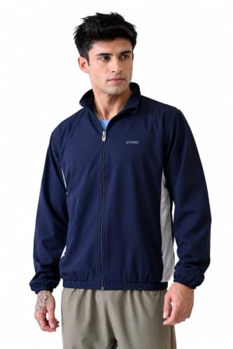 Image of FITINC Men's Sports Jacket | Regular Fit | Full Zip | Zipper Pockets | Jacket for Gym, Running, Cycling & Travel
