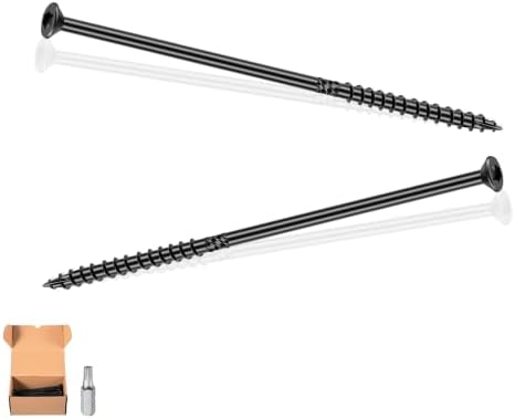 FMhotu 6 Inch Heavy-Duty Outdoor Deck Screws, 50Pcs Star Drive Decking Wood Screws, Rust Resistant Timber Screws for Timber/Log/Landscaping Wood (Black)