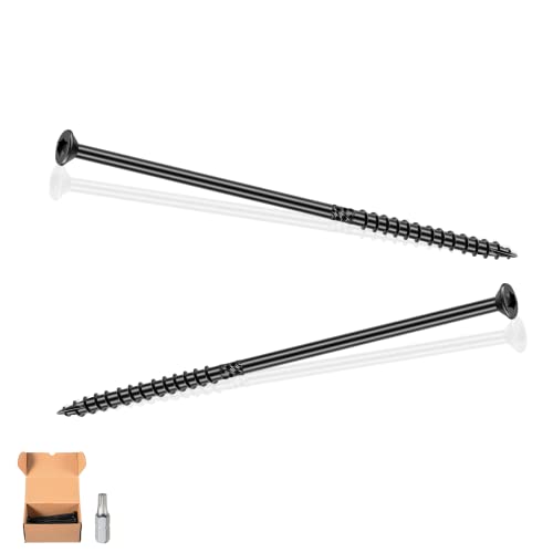 Fmhotu 6 Inch Heavy-Duty Outdoor Deck Screws, 50Pcs Star Drive Decking Wood Screws, Rust Resistant Timber Screws For Timber/Log/Landscaping Wood (Black) #TOP14