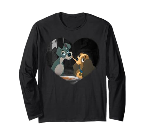 T-shirt long Disney La Belle et le Clochard motif premier baiser pour fan de pop culture