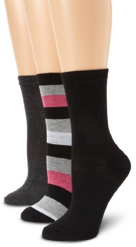 Anne Klein Women's Three-Pair Pack Wide-Stripe Crew Socks