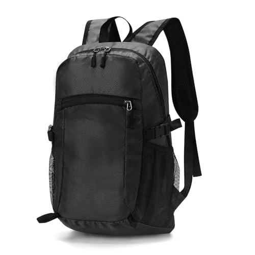 ALUSBELL Lightweight Hiking Backpack,Waterproof Small Hiking Daypack,Foldable Backpack for Travel,Ultralight Camping Black