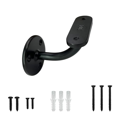 Top Hardware Stainless Steel 304 [Marine Grade] Wall Mount Handrail Bracket for Wood & Metal Stair Railing, Support Flat Surface Square Tube(WB-E910FS), Satin (Matt Black finish, 1-Pack)