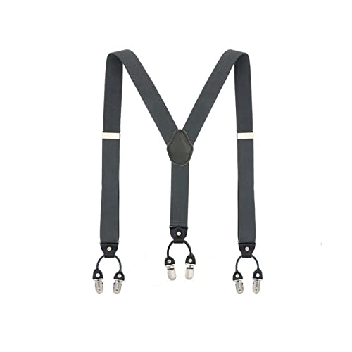 Preisvergleich Produktbild CECECOLEPansr Hosenträger Für Herren - Herren Lässige Mode Hosenträger Leder Hosenträger Verstellbarer 6 Clip Gürtel Grauer Riemen Hemd Anzug Zubehör Ehemanngeschenk, Hosenträger, 47,24 Zoll