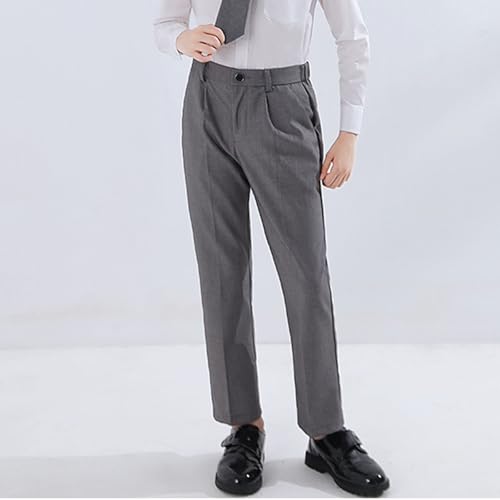 Boys Suit Pants Formal Flat Front Performance Ceremony Party Pants Kids School Uniforms Straight Leg Stretch Trousers2