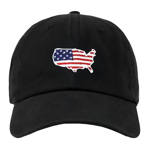Image of USA Flag & Embroidery Premium 100% Cotton Low Profile Adjustable Baseball Dad Cap