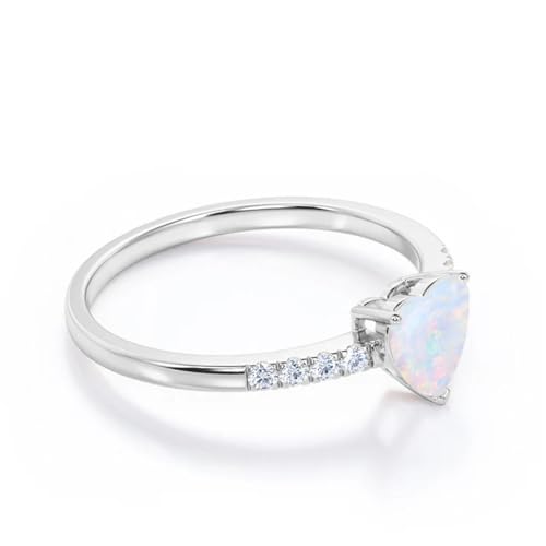 1 Carat Heart Shape Gemstone Ring S925 10k 14k 18k Opal/Emerald/Aquamarine Sapphire Ring with Moissanite Personalized Gemstone Engagement Promise Ring Free Engraving 26 Available2