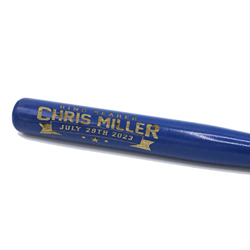 Personalized Mini 18'' Wood Baseball Bat - Custom Groomsmen, Birthday, Team- Engraved (Royal Blue)