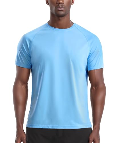 Men's Rash Guard Shirts Short Sleeve - UPF 50+ UV Sun Protection SPF Shirts - Quick Dry Lightweight Swim Shirt