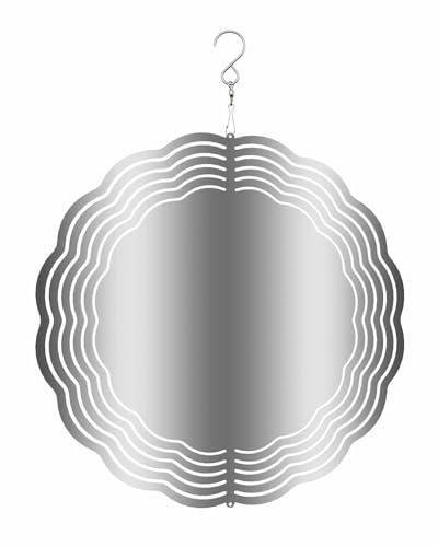 Abstract Wind Spinners, Gradient Dark Gray White Hanging Wind Spinners for Yard and Garden 3D Stainless Steel Metal Sculptures Crafts Ornaments 12 Inch