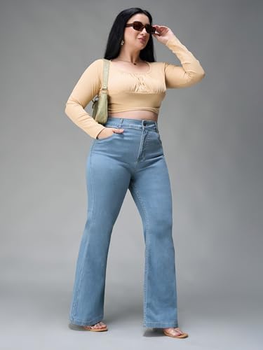 Image of Miss Chase A+ Women's Wide-Leg High Rise Regular-Length Stretchable Denim Jeans