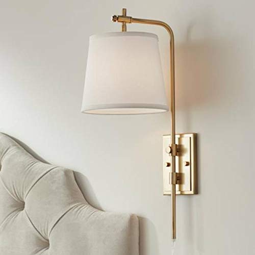 Seline Warm Gold Adjustable Plug-in Wall Lamp - Barnes and Ivy