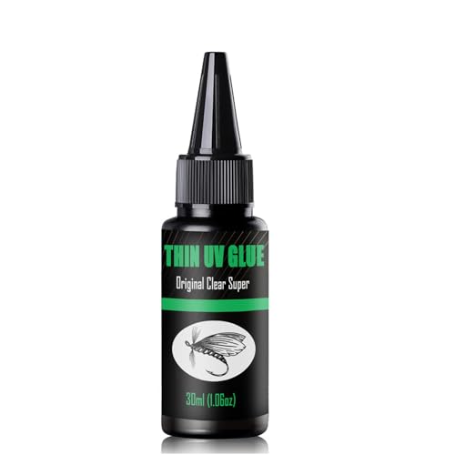 EUPHENG UV Clear Glue Thin Formula for Fly Tying Fast Curing Tack-Free Crystal Clear Eco-Friendly Ideal for Fly Heads Bodies Wings & Knot Protection