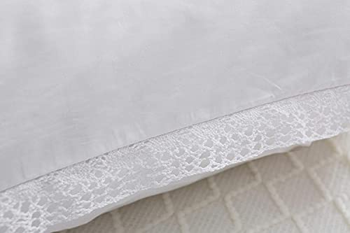 Meaning4 White Crocheted Lace Pillow Shams Queen Size Covers Pure Cotton Pillowcases For Bed 2Pcs 30 Inchx20 Inch thumb #7