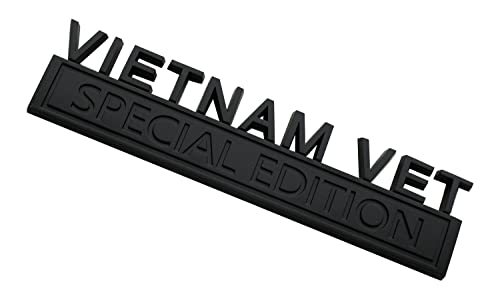 Image of 1pc Vietnam Vet Special Edition Emblems 3D Raised Decals Exterior Truck Stickers Fender Vietnam Veteran Badges Replacement for F150 F250 F350 Chevy Silverado 1500 2500 Chevrolet C10 C15 (Matte Black)