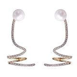 Generic 1 Pair Ear Climber Crawler Earrings Rhinestone Artificil Pearl Stud Earrings Ear Cuff Wrap C