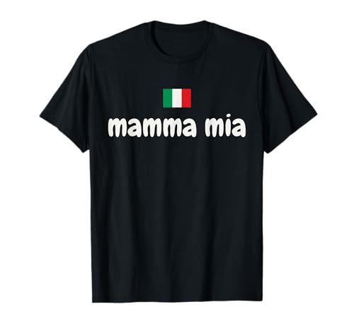 Divertente Bandiera Italiana con Scritta Mamma Mia Maglietta