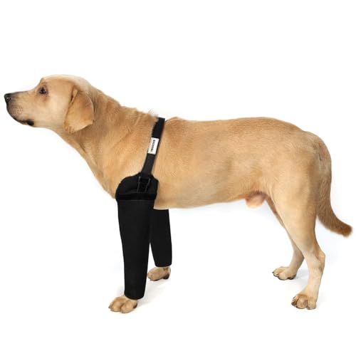 yrenoer Front Leg Dog Recovery Sleeves - Cone Collar Alternative, Waterproof Abrasion-Resistant Washable 2.5mm Thick, Prevents Licking, Keeps Wounds Dry, 24-Hour Wear (Black, S)