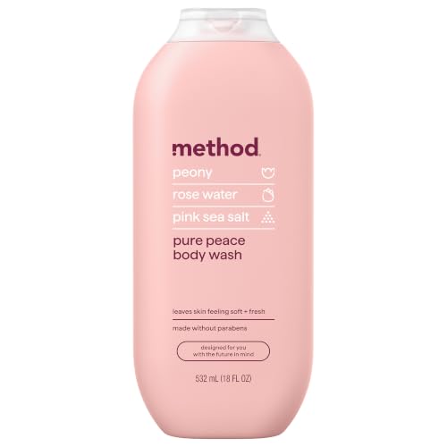 method Body Wash Pure Peace - Leaves Skin Feeling Soft & Moisturized Made Without Parabens Notes of Peony Rose Water & Pink Sea Salt 18 fl oz
