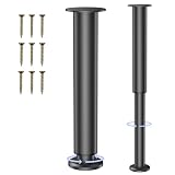 Luabue 2 Pezzi Regolabili Piedini per Mobili 25-42CM Gambe da Tavolo Regolabile in Metallo Nero Rotonde per Armadi Divani Tavoli Comodini con Viti