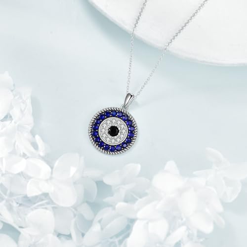 YFN Evil Eye Pendant Necklace for Women 925 Sterling Silver Greek Protection Jewelry with Blue Sapphire and Black Cz Amulet Gift3