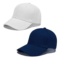 SAIIURV 2 Pcs Kids Plain Baseball Cap Girls Boys Childrens Hat, Sport Solid Sun Hat Unisex Baseball Cap Polo Style Classic, Adjustment Hats for Golf Running Sports Outdoor Workouts (Navy Blue, White)
