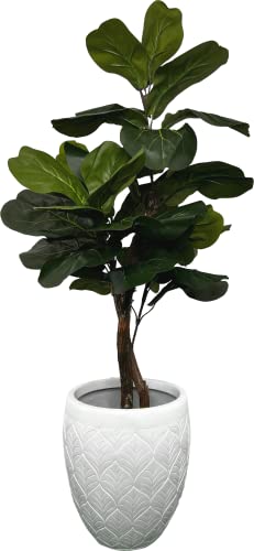 3' Artificial Fiddle Leaf Fig Tree, Artificial Plant, Hand-Made By Cypress & Alabaster With Real Wood Trunks #TOP6