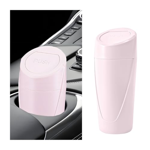 Ywdiml Car Trash Can with Lid, Mini Leakproof Vehicle Side Door Cup Holder Storage Organizer with Trash Bags, Portable Automotive Garbage Dustbin Accessories, Universal for RV SUV Truck (Pink)