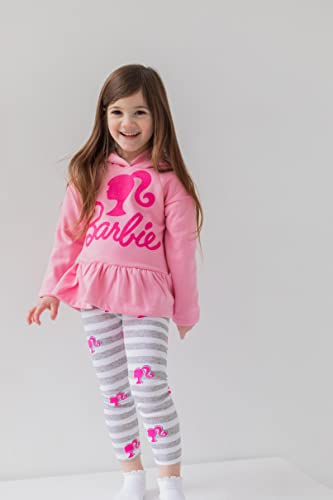 Barbie Toddler Girls Pullover Peplum Fleece Hoodie & Leggings Set Pink 5T #TOP1