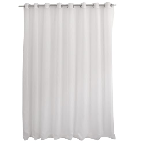 Enjoy Home Voilage Blanc Grande Largeur 300x240cm 16 œillets argentés 100% Polyester Sablé Collection Sablé décoration intérieur fnenêtre Salon Cuisine...