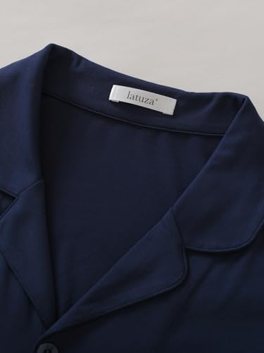 Latuza Men's Bamboo Viscose Button Down Pajama Set Shorts Pjs4