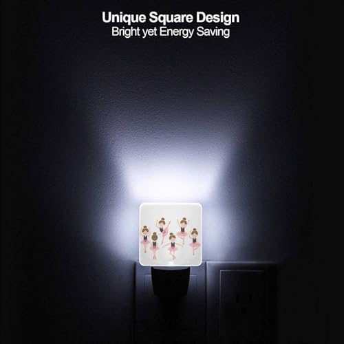 Image of LED Night Light,Cute Ballerina LED Night Light Plug into Wall with Dusk to Dawn Light Sensor White Energy Efficient Nightlight for Bedroom Bathroom Hallway Living Room Kitchen