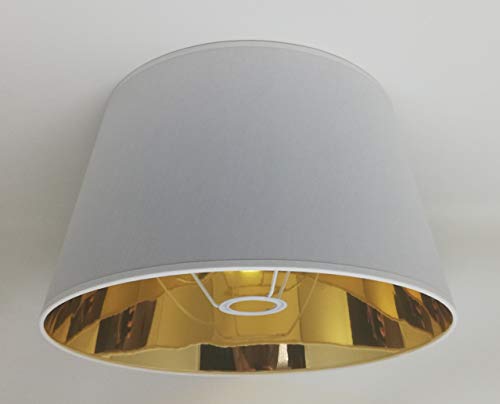 35 cm Abat-jour , Tissu Blanc avec Doublure Dorée, Fait à la Main, pour Lampe de Table, Lampadaire Cover