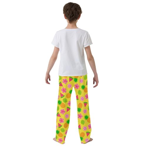 ZZXXB Grapefruit Pineapple Boys Long Pants Soft Trousers Elastic Waist Kids Lounge Bottoms with Pockets S-XL3