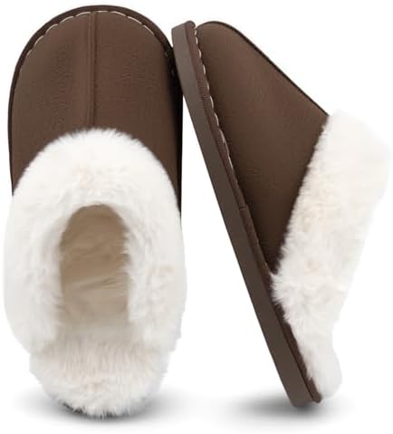 ChayChax Damen Herren Warme Plüsch Hausschuhe Flauschige Pantoffeln Memory Foam Slippers im Herbst und Winter für Drinnen und Draussen