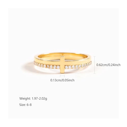 SUYACS 14K Gold Plated Cross Pray Rings for Women Non Tarnish 925 Sterling Silver Dainty CZ Faith Ring Trendy Stackable Eternity Promise Ring Birthday Wedding Jewelry Gifts to My Daughter4