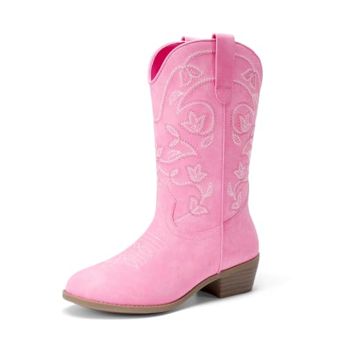 DREAM PAIRS Girls Cowboy Cowgirl Western Boots