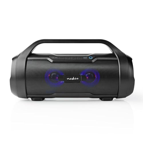 Bluetooth® Party Boombox | 6 hrs | 2.0 | 60 W | Lecture multimédia: Micro SD/Onde sinusoïdale Pure/USB | IPX5 | Liable | Poignee de Transport | Noir