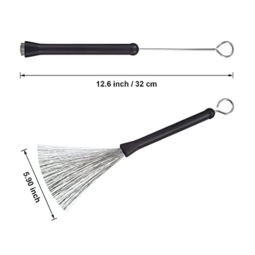 Stojan 1 Pair Drum Brushes Retractable Wire Brushes Drums Drum Sticks Brush With Comfortable Rubber Handles #TOP1