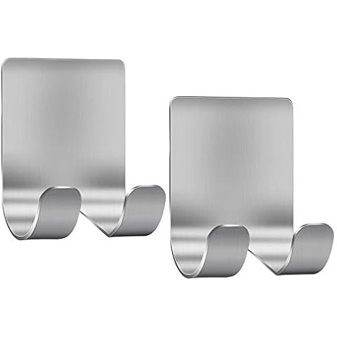 Razor Holder Shaver Hook Hanger Stand(2 Pack)Self Adhesive Stainless Steel Heavy Duty Utility Storage Hook,Shower Hook for Razor,Bathroom Kitchen Organizer for Plug Robe Towel Loofah Bathrobe Coat Cover